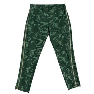 Sundays Ramona Camo Printed Cozy Pants with Gold‎ Zipper Details Size XL